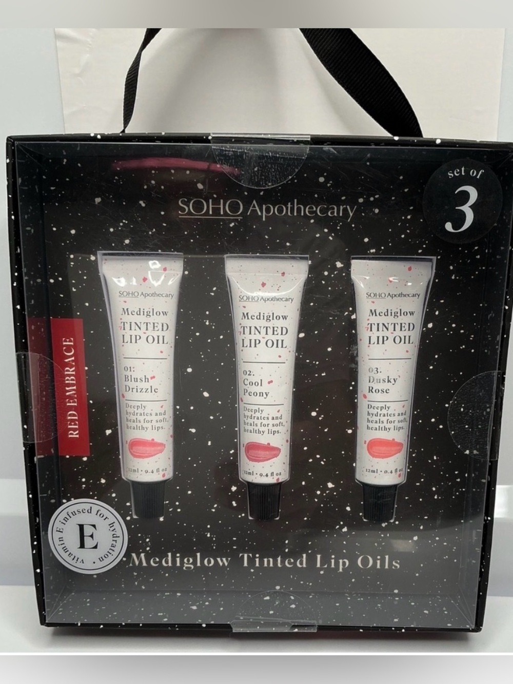 SOHO APOTHECARY Mediglow Tinted Lip Oil Trio - Red Embrace NEW